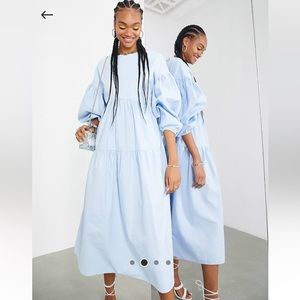 ASOS Edition smock dress with tiers and tie back